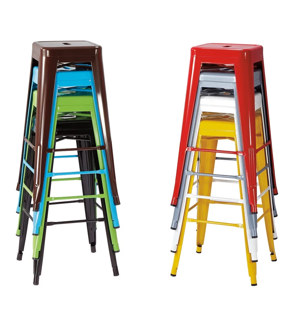 Factory Price China Powder Coated Frame Low Back Stackable iron metal Bar Stool for Restaurant