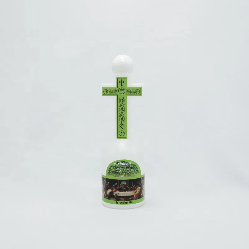 Eco Friendly Religious Design Cross Shape 4oz HDPE Plastic Holy Water Bottles With Spherical Lid