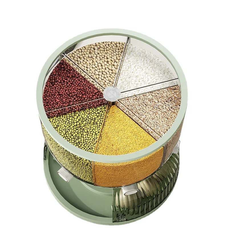 Multifunction Plastic Round Kitchen Dry Food Cereal Rice Grain Container Dispenser