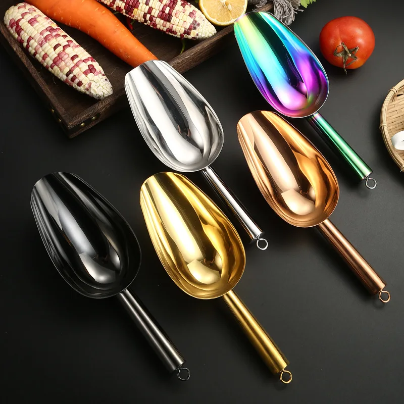 PVD Titanium Gold Stainless Steel Ice Scoop Flour Scoop Ice Shovel Candy Grain Scoops
