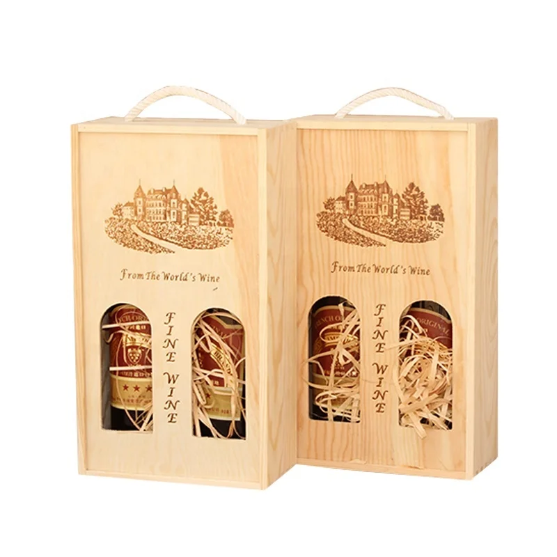 
 Hot Stamp Logo 2 Bottles Wooden Wine Boxes YIXING4077  