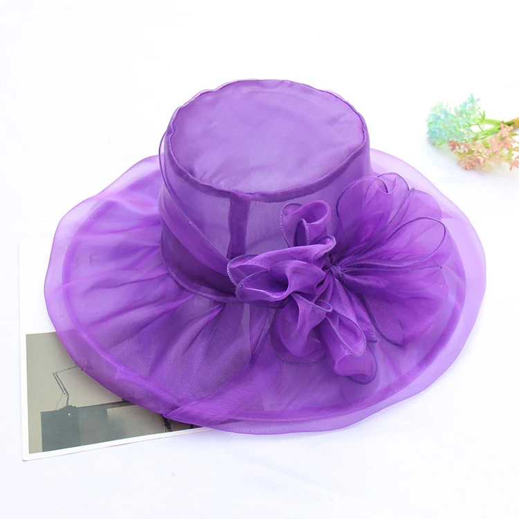 wholesale custom designer women pink red church hat fascinator hat with big wide brim for wedding ladies