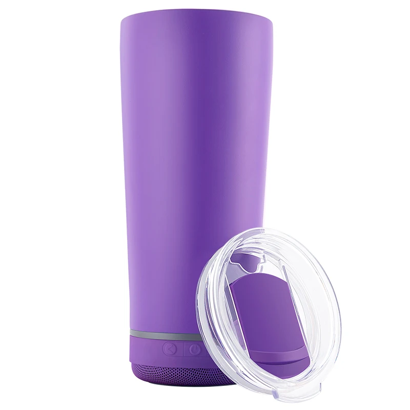 
New Arrival Outdoor Portable Wireless Water Bottle Waterproof Speaker Double Wall Stainless Steel Wine Tumbler Music Cup 