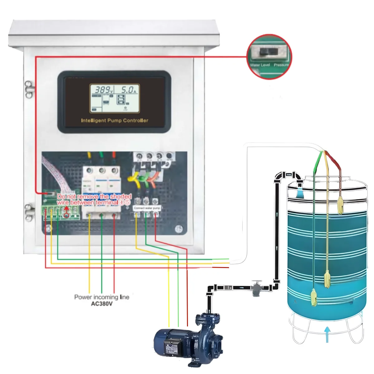 JNN 4KW Outdoor Stainless Steel Start Single Phase Electric  Water Pump Control Box  for Various Fields