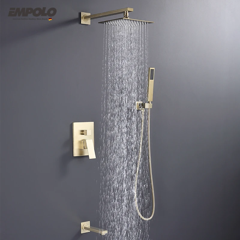 Modern Gold Bathroom Faucet Shower Set Waterfall Rainfall Hand Shower Spout Faucet With Mixer Faucets