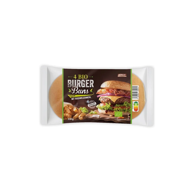 High Quality Organic Burger Bun 330g, 4 Pieces Soft Texture Pre-Cut White Bread Perfect For BBQ, IFS certified vegan