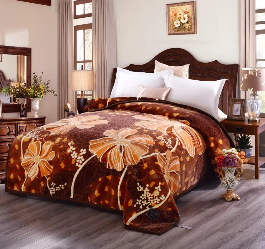 Wholesale Luxury Mink Korean Raschel  Polyester Super Soft Other throw Bed Blanket For Winter winter