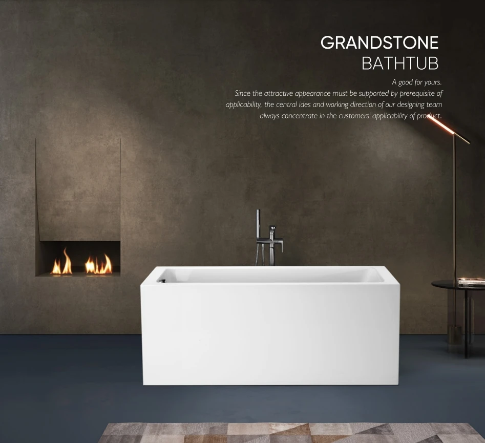 Luxury Rectangular Freestanding Acrylic Bathtub Walk In Soaking Bathing Tub For Adults