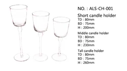 Оптовая продажа, ручной выдувной прозрачный высокий стеклянный подсвечник с длинным стержнем для украшения дома