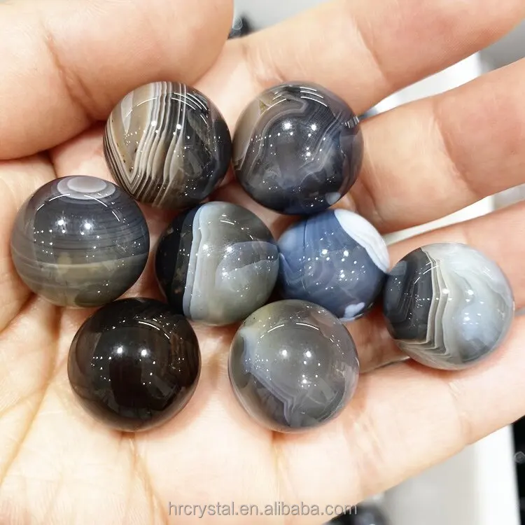 Semi-precious Stone Crafts Black Bose Agate Beads Spheres Bulk Healing Crystal Sphere Ball