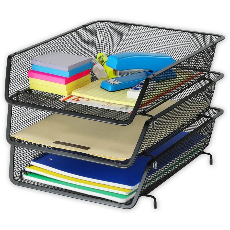 Stackable Desk File Organizer 3pack Mesh Desktop Document Holder Office Metal Letter Tray