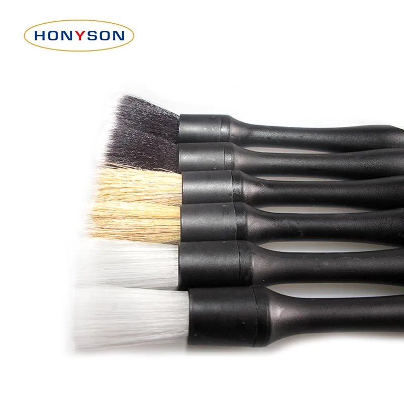 Natural Boars Hair Ultra-Soft Cleaning Tool Car Detailing Brush Set Auto Detail Brushes Kit