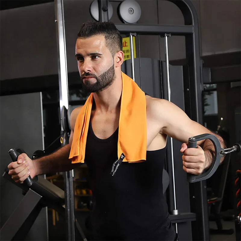 Super absorbent microfiber sports towel gym towel with carry bag and hanging loop