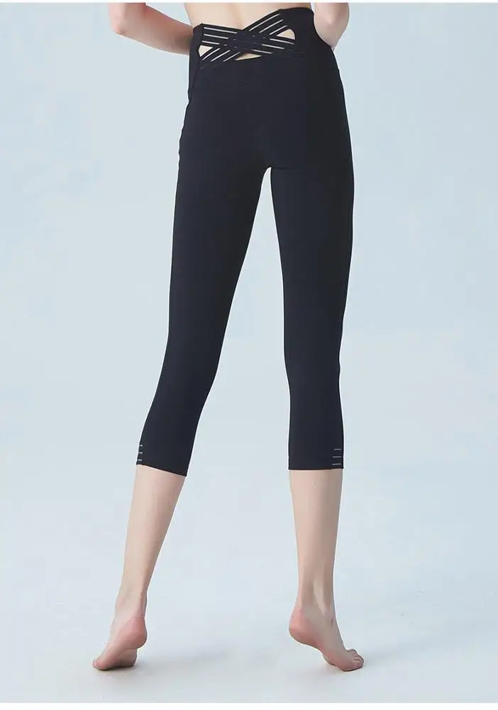 Пользовательские логотип полосатый Высокая талия кальсоны йоги красные Леггинсы для женщин Йога