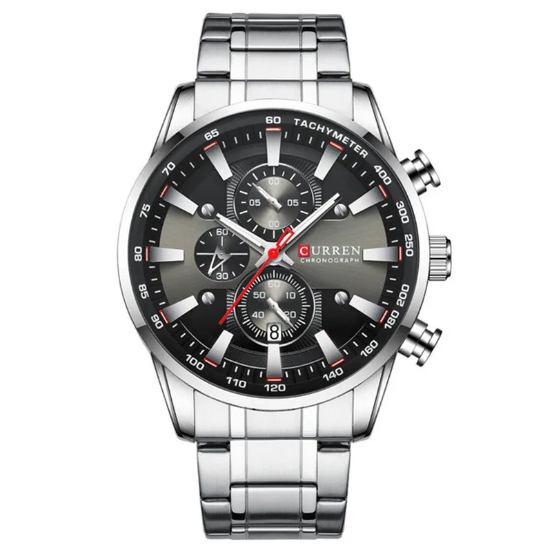 Free Wild Style for Men Wristwatch  CURREN 8351 Waterproof Watch with Six pins Multifunctional and Fashionable Steel Band Watch
