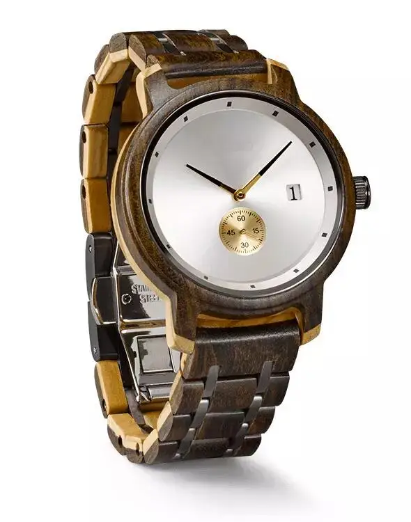 Luxury Branded Wood & Stainless Steel Watches Quartz Watch from China Factory