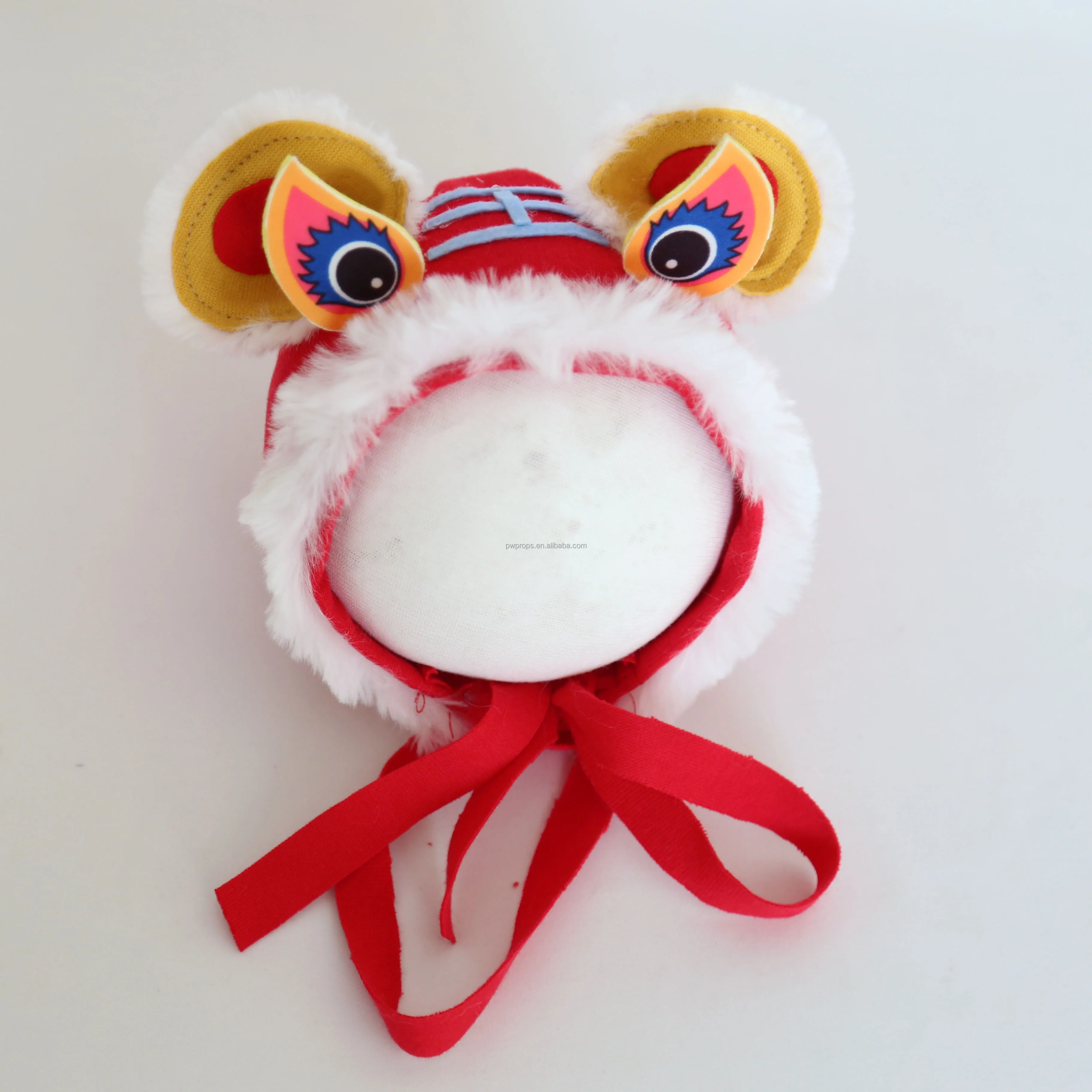 Chinese Style Dragon Bonnet Newborn Photography Props Handmade Baby Pompom Bonnet Photo Studio Accessories