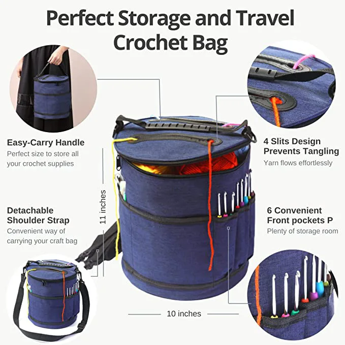 Hot selling 68-piece crochet set TPR soft handle aluminum crochet hook storage bag DIY needle crochet crochet kit for beginners