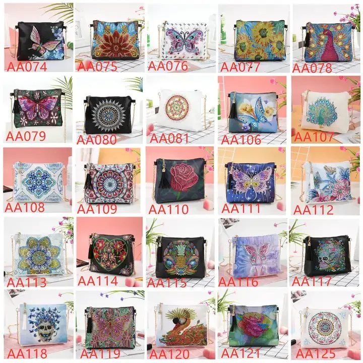 Flower Crystal Women Gifts Shoulder Chain Embroidery Purse Wallet Butterfly Cross Shaped 5d Diy Diamond Painting Zipper Bag