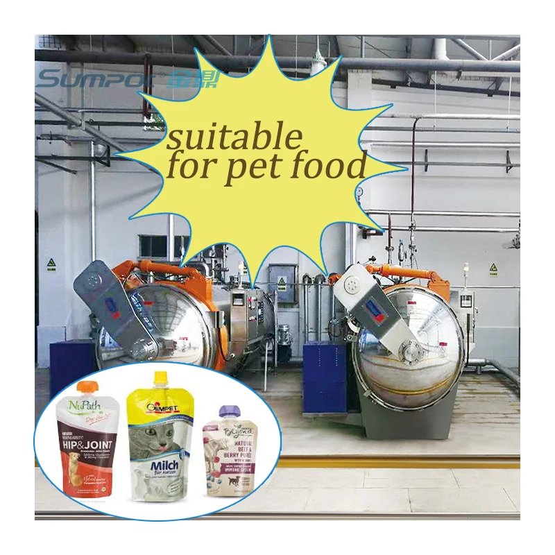 Industrial pet food in pouch water spray retort machine price