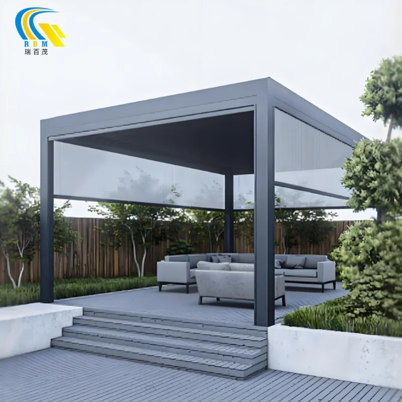 220 Model Aluminum Alloy Leisure Pavilion with Modern Energy-Saving Design for Outdoor Sun Shading and Rainproof Leisure Time