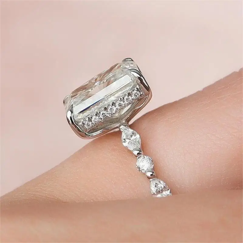 Factory Custom Gia Igi Certified Vvs Cvd Lab Grown Created Diamond 10k 14k 18k Gold Radiant Cut Engagement Ring 1 2 3 Ct Carat