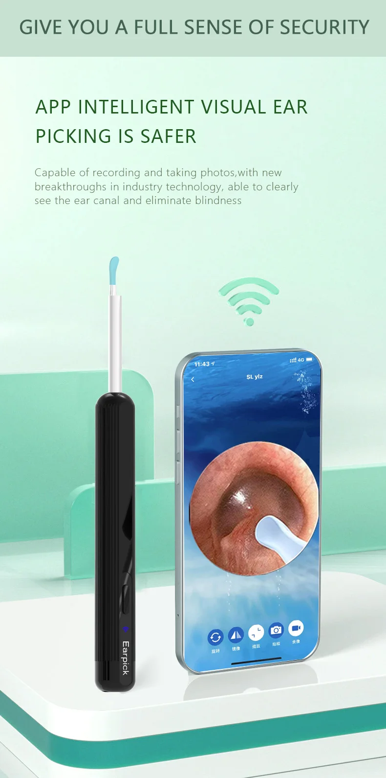 Wireless Wifi Smart Ear Cleaning Spoon USB Charging Ear Cleaner Endoscope HD Camera Visual Earpick Ear Wax Removal Tools