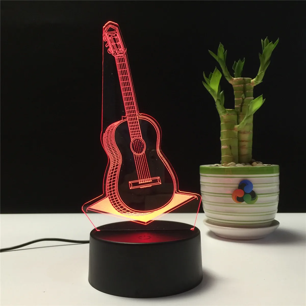 Guitar shape 3D illusion acrylic led night light