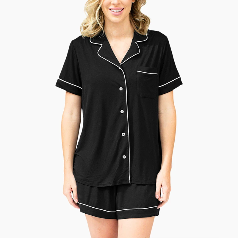 Organic Bamboo Maternity Pajamas Nursing Sleepwear Summer Eco Friendly Nursing Breastfeeding Dress Sustainable Pregnant Clothes