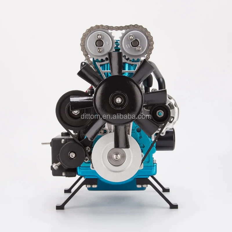 Aluminum Alloy Turbocharged 4-Cylinder Engine DIY Assembly Model Metal Engines Mechanical Science Education Toy