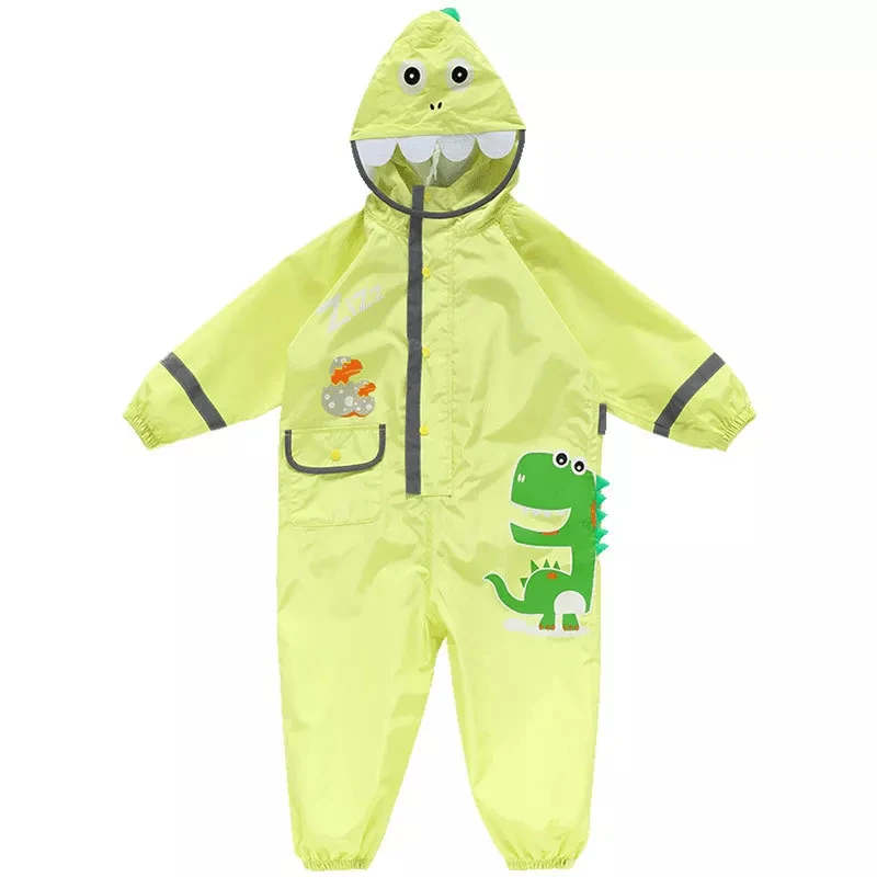 Baby dinosaur raincoat overall rain suit cute jumpsuit conjoined rain jacket camo waterproof PU coated durable colorful kid
