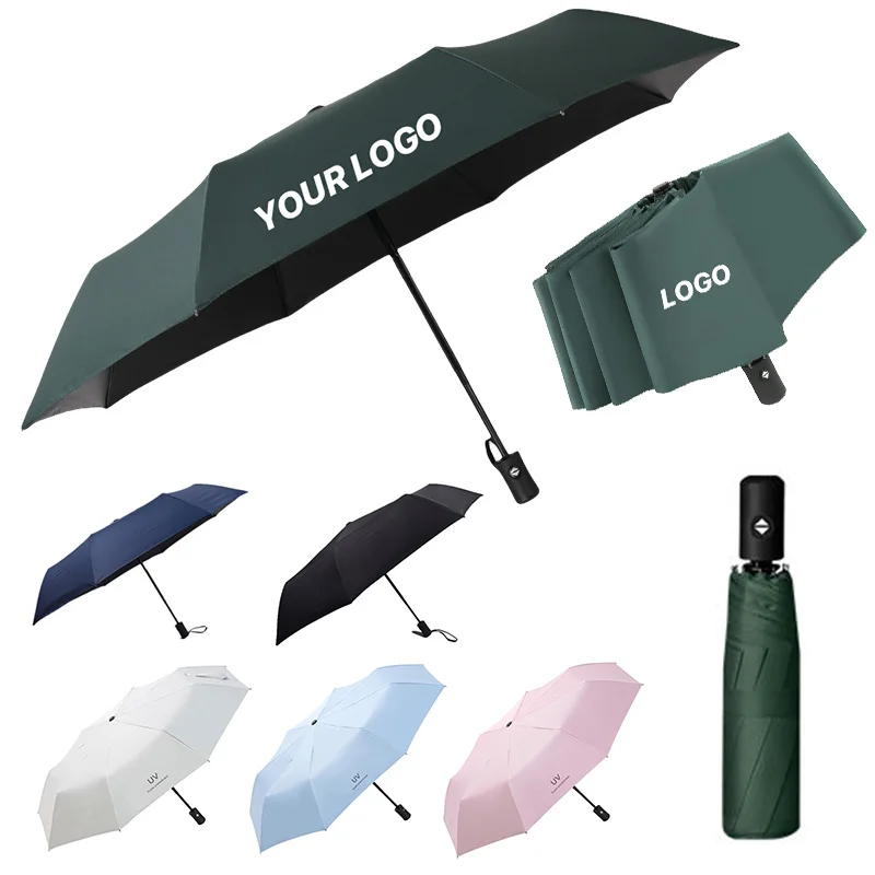 Manufacturer Sombrillas Customized logo Paraguas UV sun Umbrella Windproof Portable Folding Mini Automatic umbrellas with pouch