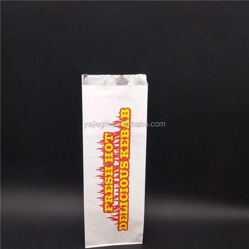 Lined Chicken Kraft Paper Bag for BBQ Chicken Rolls Doner Kebab Burger Paper Bag Grease Proof Aluminium Foil Food Customized