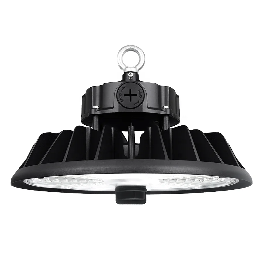 LED High Bay Light 100W/150W/200W/240W Dimmable UFO Workshop Light Fixture 3-CCT IP65 Aluminum Body 150lm/w Garage Warehouse Use