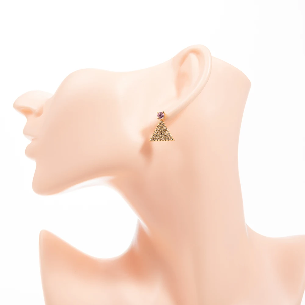 Оптовая продажа розовый бриллиант Розовый 18k золотой жемчуг кристалл с бриллиантами серьги для женщин ювелирные изделия