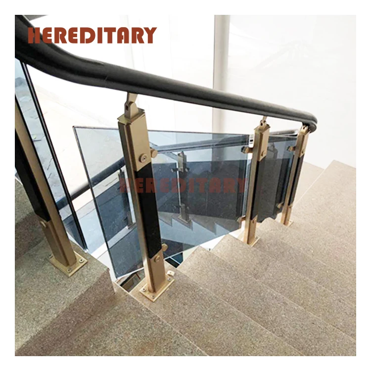 High quality polished stainless steel stair railing mirrored luxury glass railing