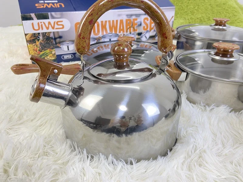 New Stock Arrival 12 Pcs Luxury Non Stick Stainless Steel Cookware Set Pots And Pans Cooking Pot Set