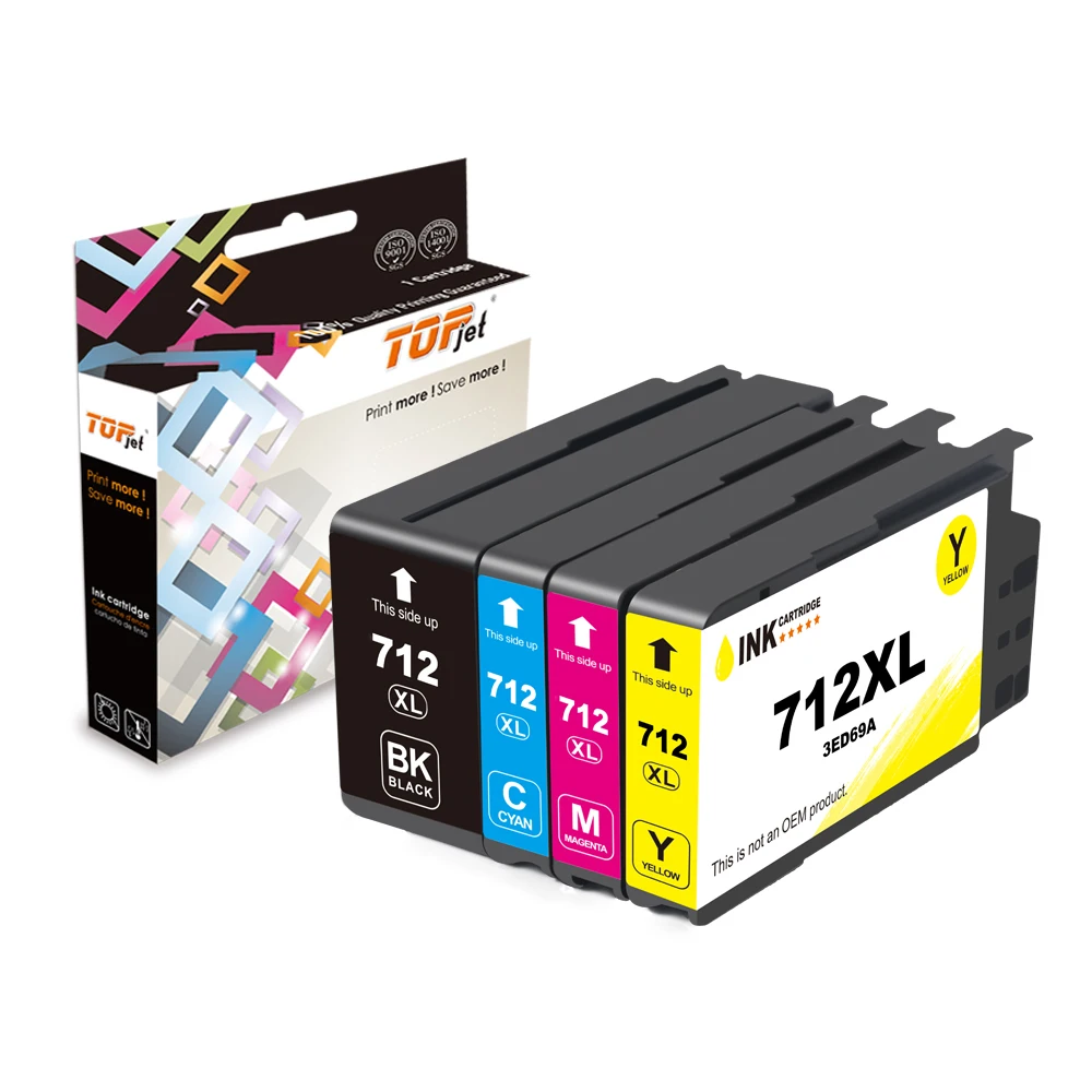 Topjet 712XL 712XL Premium Compatible Ink Cartridge for hp HP712 HP712XL T210 T230 T250 T650 T630 InkJet Printer