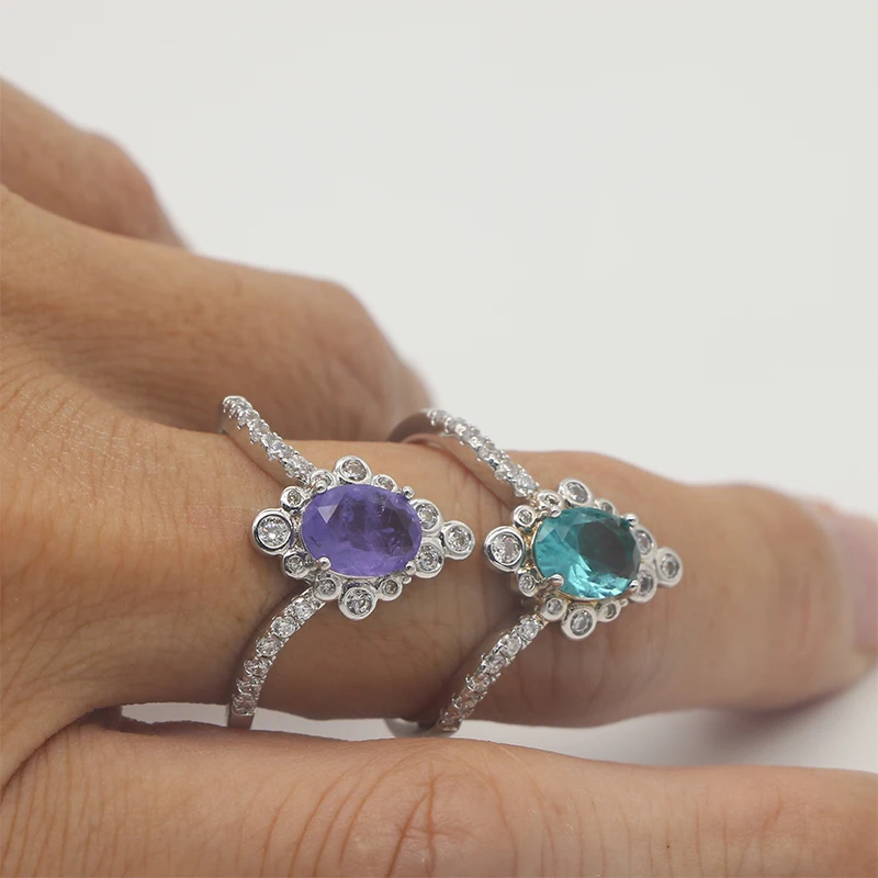 Wholesale 925 Sterling Silver Jewelry Luxury Women Ring Gemstone Crystal Stone Mixed Color Zircon Girls Ring Buy Rings In Bulk