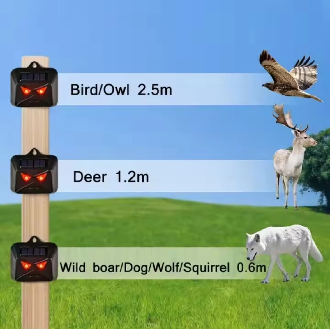 Wholesale Solar Animal Repeller Waterproof Deterrent With Red LED Light Pet Anti-barking Device