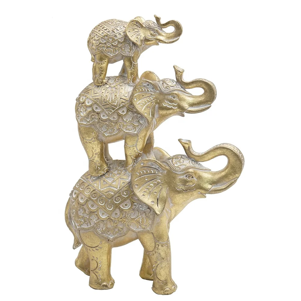 Handmade resin golden elephant, resin elephant figurine home decor sculpture