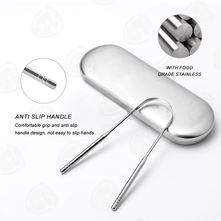 New Clean Up The Mouth Oral Tongue Cleaner Brush Oral Hygiene Care Tools Stainless Steel Copper Tongue Scraper For Adult