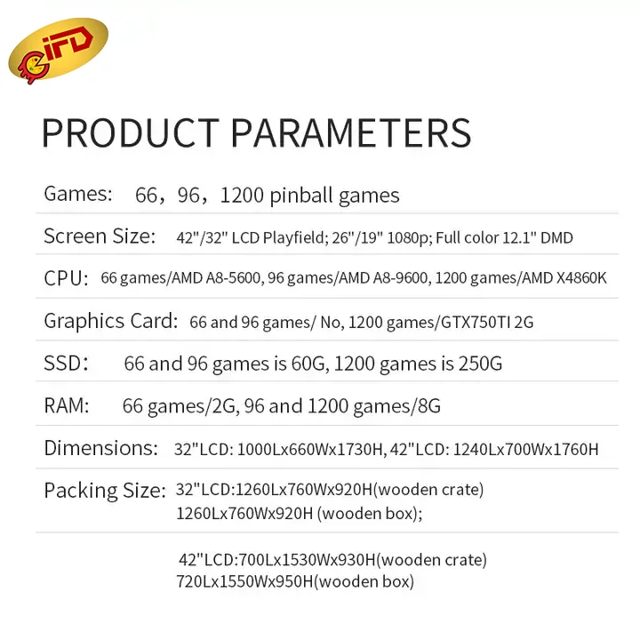 IFD Factory Wholesale Hot Selling Coin-Operated Arcade Virtual Pinball Arcade Game Machine 3D Pinball Machine Arcade Game