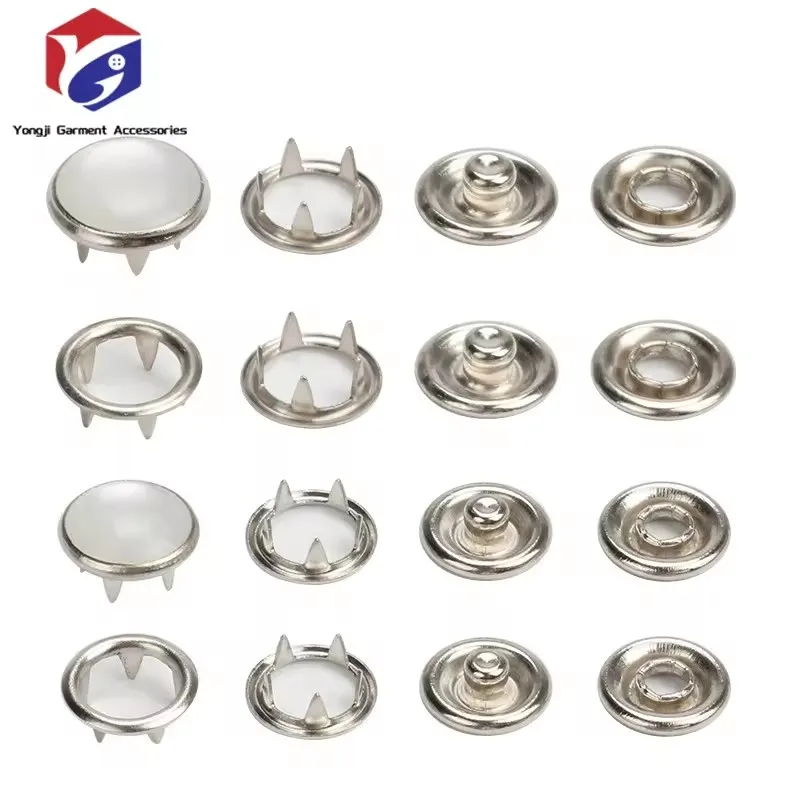 Yongji Hot Sales  Ring Prong Ring Snaps for Western Shirts Clothes Factory Pearl Snaps Fasteners Kit 10mm Clothes