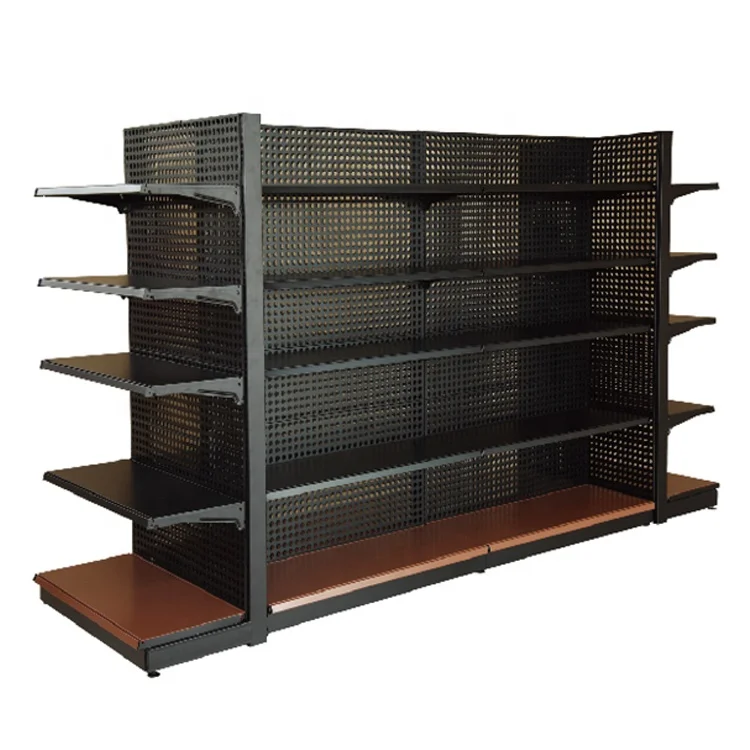 Double-Sided Display Island Retail Shelving Metal Fruit Gondolas Storage Shelf Vegetable Candy Supermarket Gondola Shelving