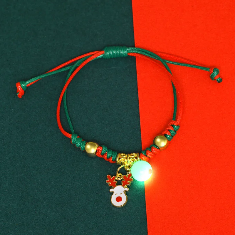 Trendy Stock Luminous Glowing Bracelet Christmas Glow In Dark Rope Woven Braided Couple Bracelets