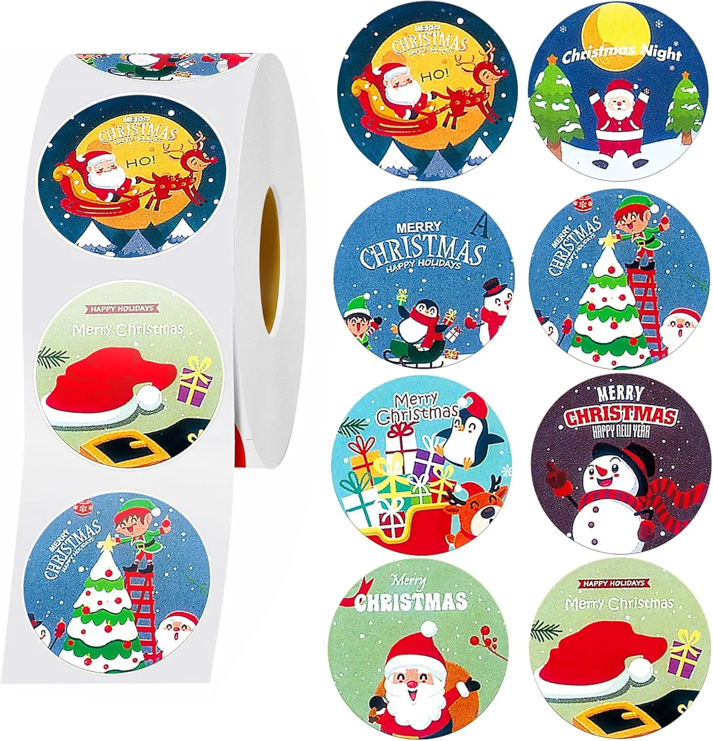 Custom Christmas Stickers Holiday Stickers for Card Envelope Adhesive Christmas Label Stickers for Awarding Kids
