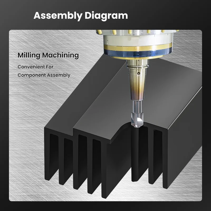 High Precision Oem Aluminium Profile Black Anodized Heat Sink Cnc Machined Turned Milling Parts