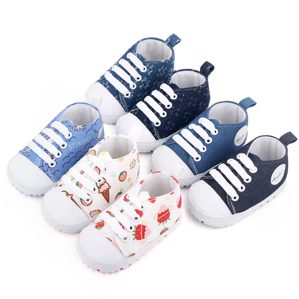 Spring and autumn baby solid color cartoon decorative infants high top walking shoes