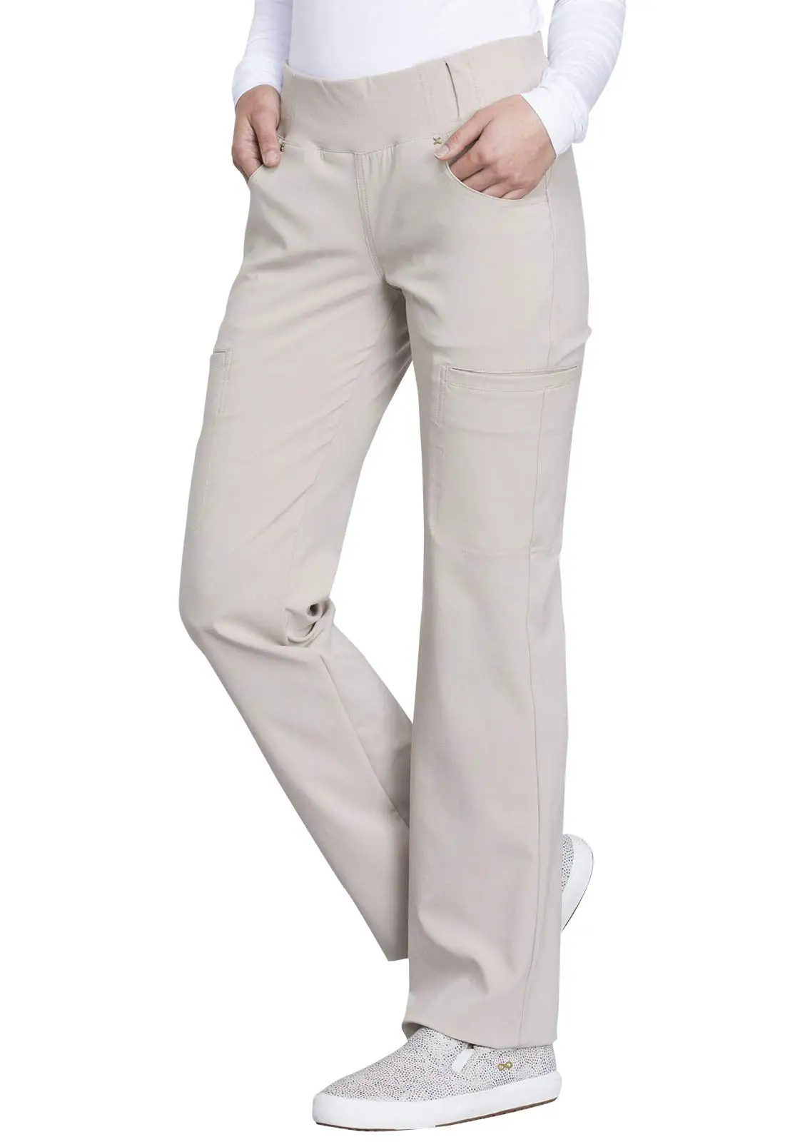 Wholesale Stretch Fabric Modern Scrubs Uniforms Sets V-Neck Knit Panel& Straight Leg Pant Nurse Scrub Hospital Nursing Uniform